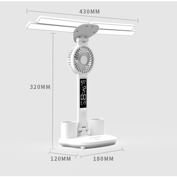 [Bản 2024] Đèn Bàn Học Tích Điện Chống Cận HT-336 CÓ QUẠT, 4 Thanh LED Với 3 Chế Độ Sáng, Màn Hình LCD Thông Minh | BigBuy360 - bigbuy360.vn