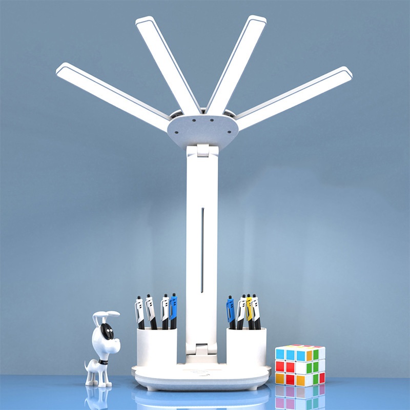 [Bản 2024] Đèn Bàn Học Tích Điện Chống Cận HT-336 CÓ QUẠT, 4 Thanh LED Với 3 Chế Độ Sáng, Màn Hình LCD Thông Minh | BigBuy360 - bigbuy360.vn