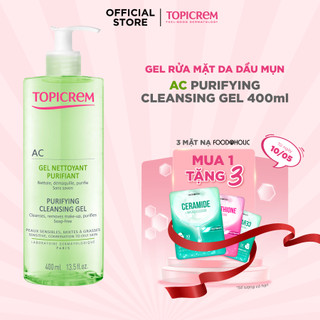 Gel rửa mặt không chứa xà phòng giúp làm sạch nhẹ nhàng và loại bỏ dầu nhờn - TOPICREM AC Purifying Cleansing Gel 400ml