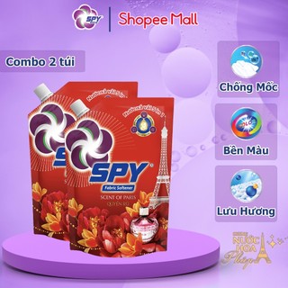 (New) Combo 2 túi nước Xả Vải SPY hương Quyến Rũ 1200ml chống mốc, công nghệ hạt lưu hương, bền màu, ngừa mùi hôi
