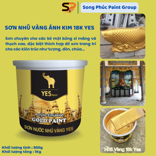 Sơn Nhũ Vàng Hệ Nước 18K Yes Paint, Sơn Nhũ Vàng, Sơn Tượng, Sơn Tường Vàng 