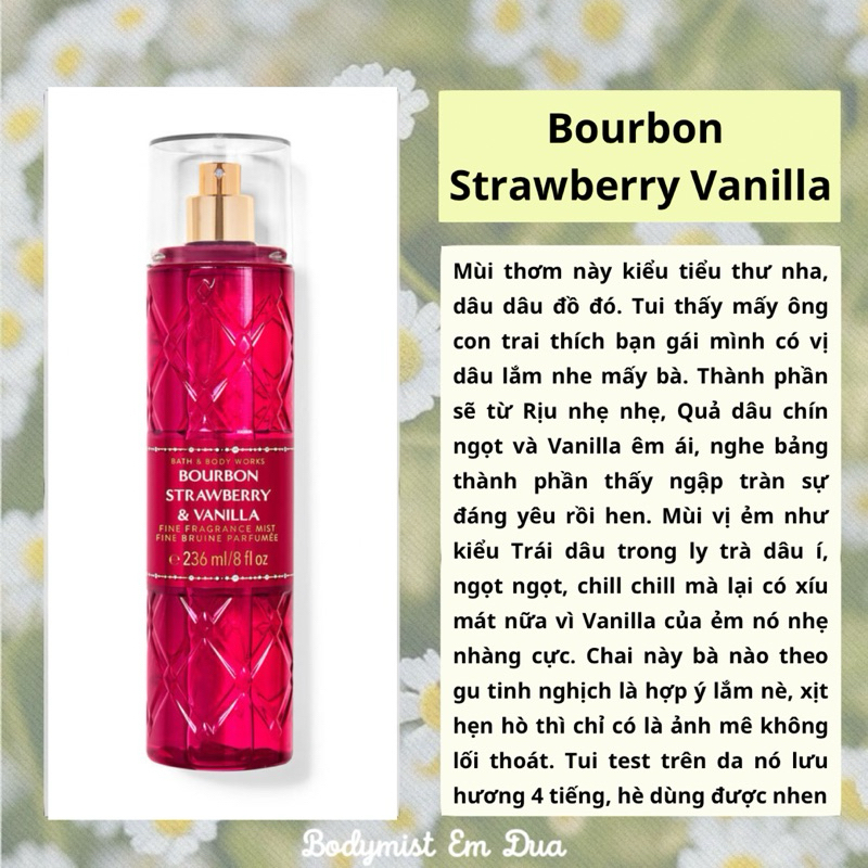 [BODYMIST] Xịt Thơm Toàn Thân - BOURBON STRAWBERRY VANILLA  - Em Dứa