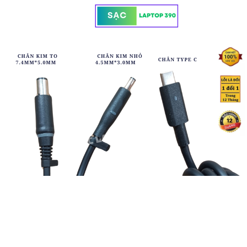 Sạc Dell Ovan 65W 90W 130W Chân Kim To , Kim Nhỏ , Type C