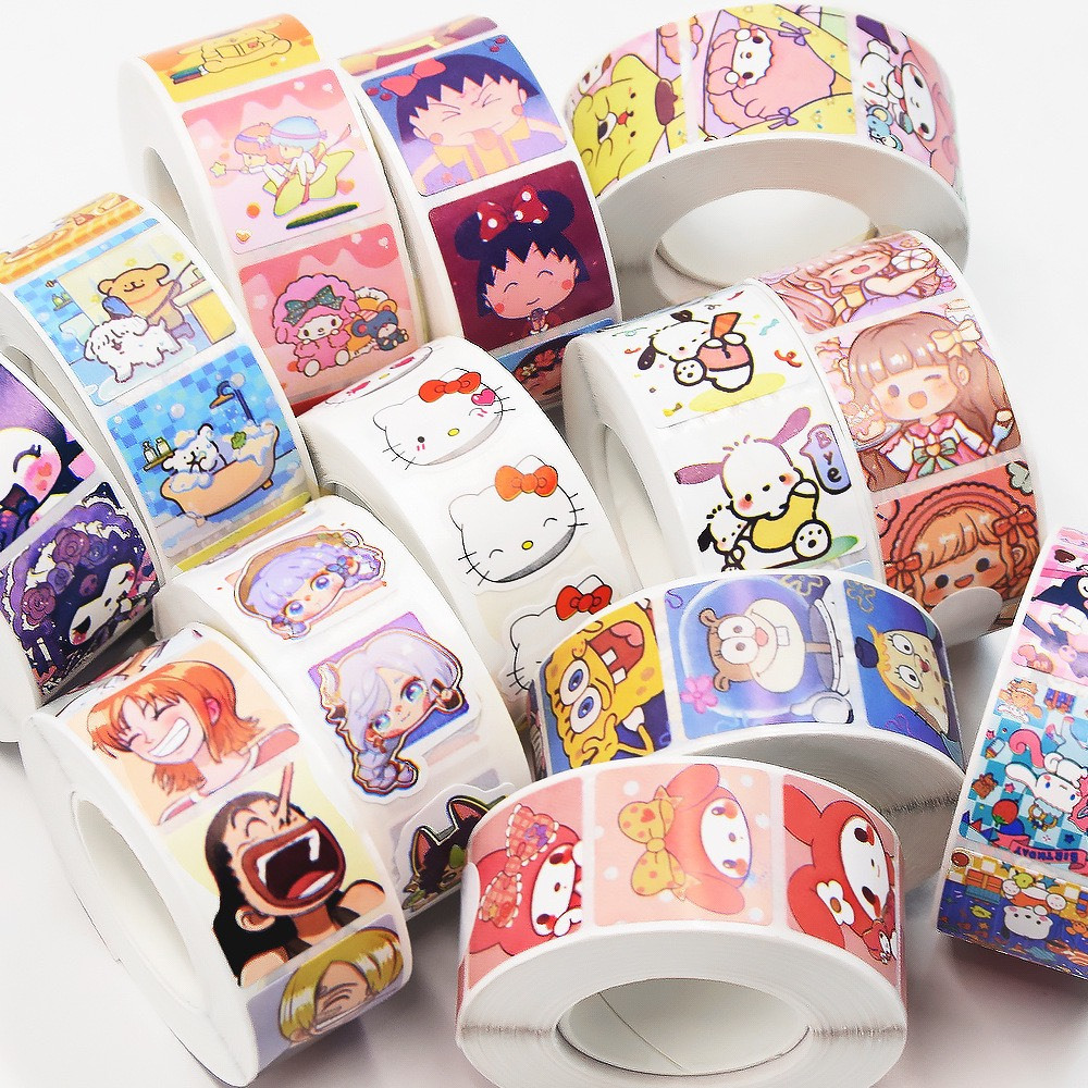 cuộn 500 sticker khen thưởng hoạt hình ngộ nghĩnh, tem dán sticker