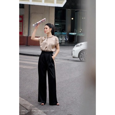 Quần Lụa Ống Suông MY WAY Kẻ Viền Sang Trọng 1MQ02337T