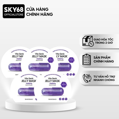 Combo 5 Mặt Nạ Chống Lão Hoá Da BANOBAGI PREMIUM Vita Genic Jelly Mask Vitalizing 30mlx5 - TÍM (NEW)