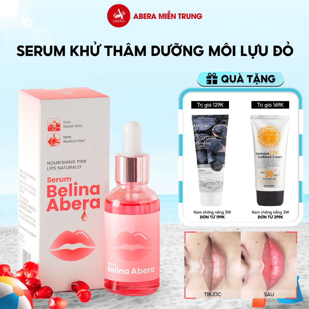 Serum hồng môi khử thâm Belina Abera 20ml – Dưỡng môi hồng căng bóng tự nhiên, giảm thâm môi, khô môi nứt nẻ nhanh chóng