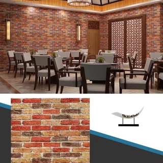 Miếng xốp dán tường họa tiết cổ điển, Xốp dán tường 3D giả gạch có keo sẵn