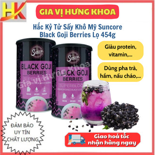 Hắc kỷ tử sấy khô mỹ suncore food black goji berries lọ 454g,hắc kỷ tử organic nhập khẩu hàng loại 1