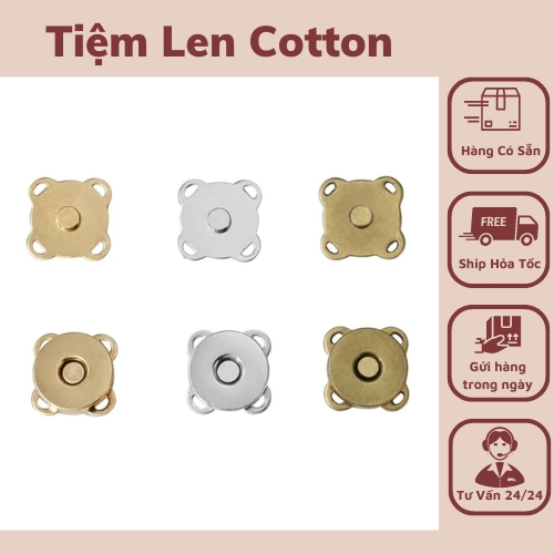 Nút hít khâu (2 cái) - Phụ kiện handmade khoá cài cho túi xách đường kính 1,8cm