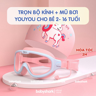 Combo Kính Bơi Trẻ Em YouYou chính hãng kèm mũ bơi góc rộng chống thấm nước, sương mù và tia UV