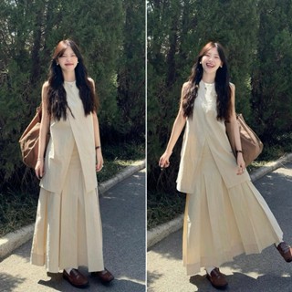 (SẴN ) Set Váy Xẻ Tà Và Chân Váy Đi Biển Basic Hàn Quốc Váy Nữ