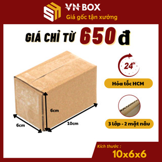 10x6x6 Combo 100 Hộp carton 2 mặt nâu đóng hàng, thùng cod gói hàng - - Hộp carton VNBOX HCM