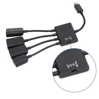 Cáp OTG ra 3 cổng USB Hub OTG hỗ trợ sạc nguồn cho Điện thoại