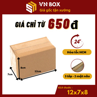 12x7x8 Combo 100 hộp carton 2 mặt nâu, thùng giấy cod gói hàng, hộp bìa carton đóng hàng giá rẻ - VN BOX HCM