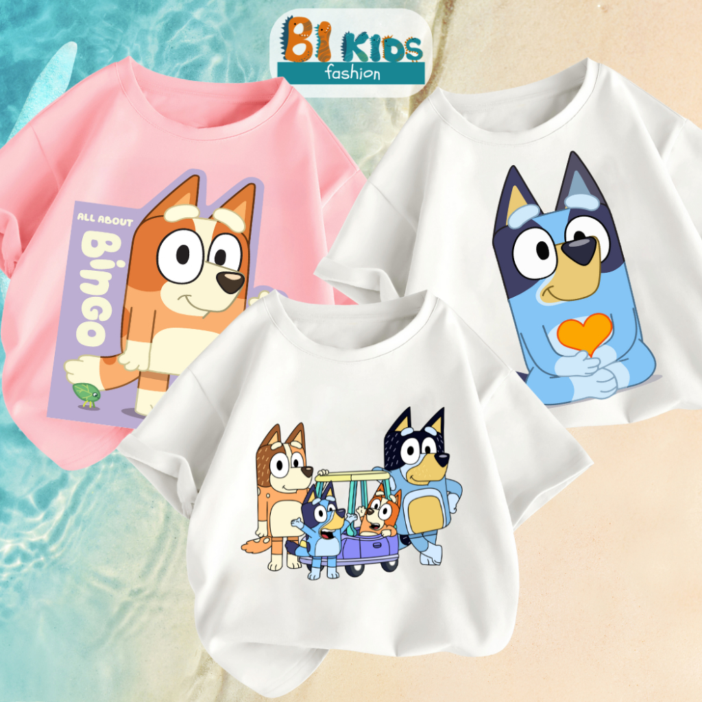Áo thun cho bé Bi Kids, Áo phông 100% cotton tự nhiên họa tiết dễ thương Blu 04