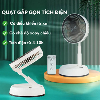  Quạt Sạc Tích Điện Loại To Quạt Gấp Gọn Pin Trâu Dùng 4-10h Có Chế Độ Xoay 180° Kèm Điều Khiển Từ Xa 