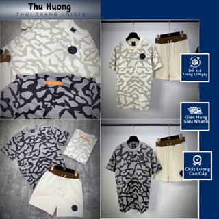 Bộ côc pari họa tiết monogan in lưới cao cấp phối màu siêu sang-bộ thể thao nam nữ new 2024