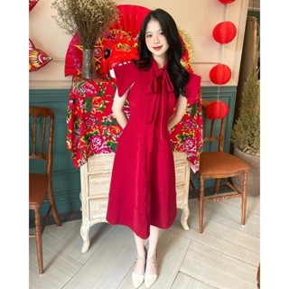 Váy ALICE thắt nơ vai xẻ