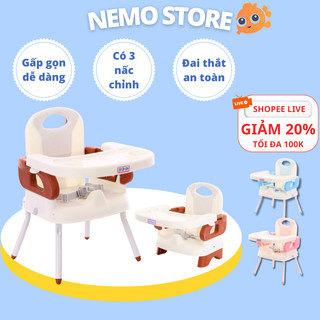 Ghế cho bé ăn dặm NEMO STORE ghế ăn dặm gấp gọn đa năng có dây dai an toàn 3 in 1, ghế ngồi ăn tiện lợi