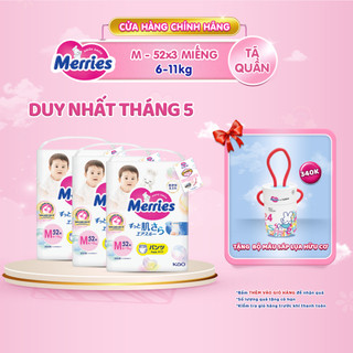  Combo 3 Tã/bỉm quần Merries Đủ Size M52/L44/XL38/XXL26