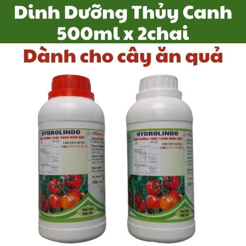 Bộ Dung dịch thủy canh cho rau ăn lá, ăn quả, Dinh dưỡng thủy canh trồng rau bộ 2 chai x 500ml Phân bón thủy sinh