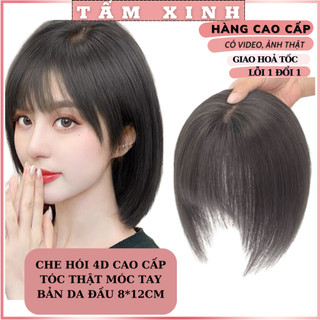 Tóc mái thật 4D che hói, che bạc cao cấp loại nhiều tóc phủ hói bạc tốt