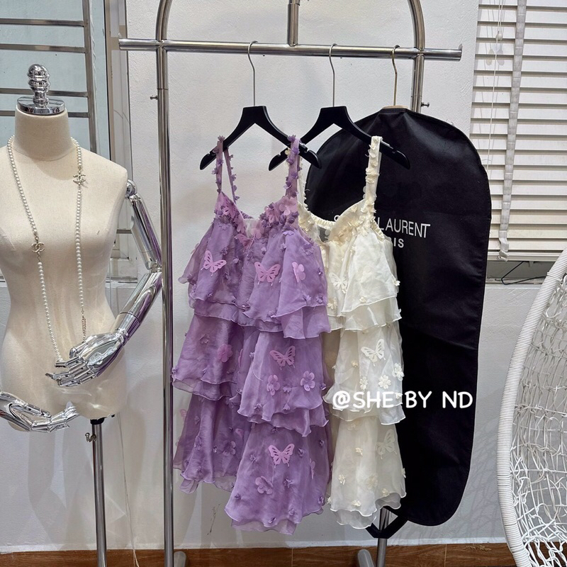 Đầm phối nơ ho cao cấp nd