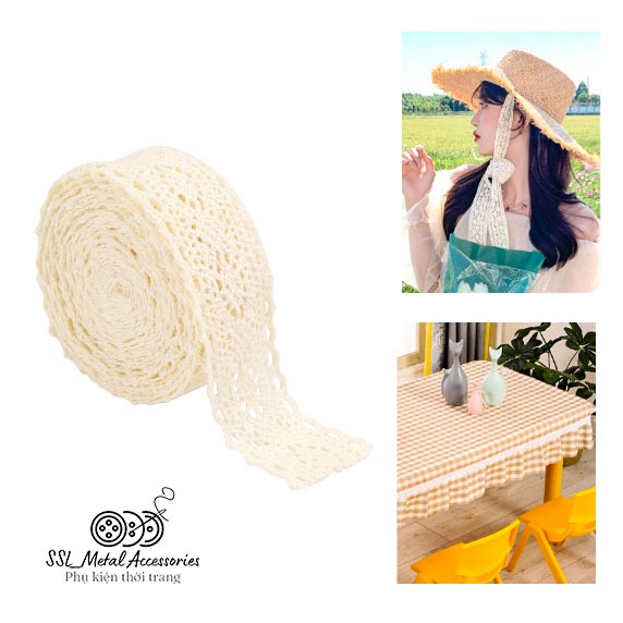 (1Mét) Dây Ruy Băng Ren Cotton Vintage Dùng Để Trang Trí Thủ Công, Phụ Kiện, Làm Quai Nón, Quần Áo , Sa15#, Wx - 13972
