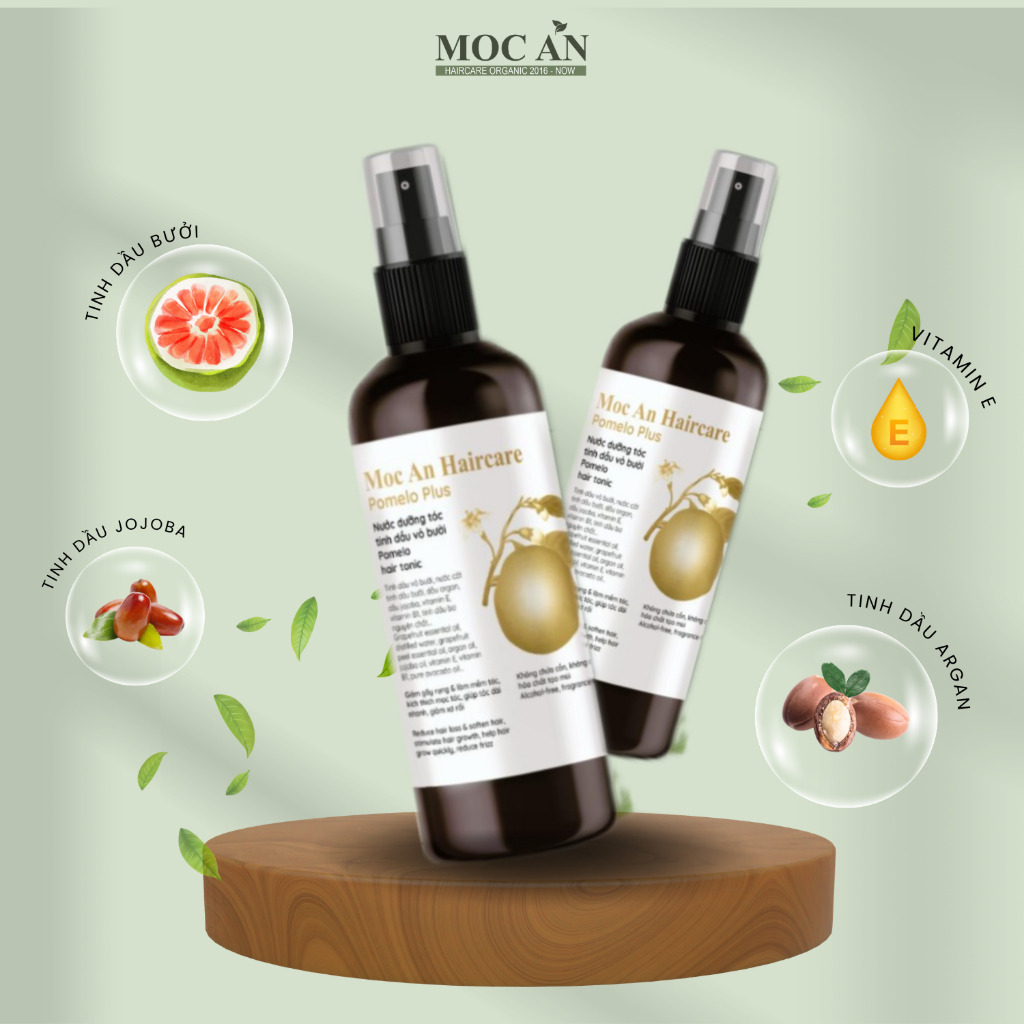 Xịt Kích Mọc Tóc Tinh Dầu Bưởi Pomelo Plus Mộc Ân Haircare 100ml hỗ trợ giảm rụng, kích mọc nhanh