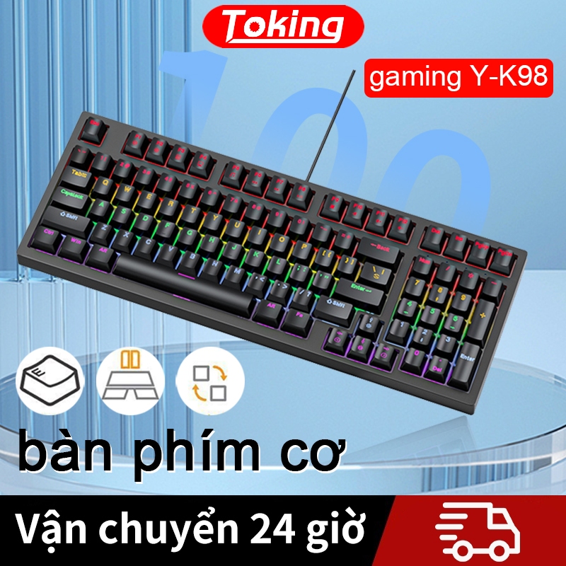 bàn phím cơ Gaming EAGET K98 Đèn LED RGB Chống Nước Chơi có dây bàn phím máy tính giá rẻ