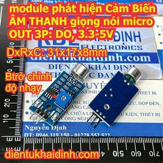 2 cái module phát hiện Cảm Biến ÂM THANH giọng nói micro OUT 3P: DO, 3.3-5V kde0040