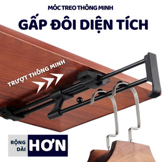Móc Treo Quần Áo Gắn Tủ Thanh Treo Quần Áo Bằng Kim Loại Có Thể Kéo Ra Đẩy Vào Tiết Kiệm Diện Tích