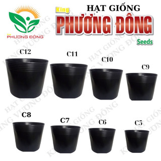 Chậu nhựa đen trồng cây nhiều size c5-6-7-8-9-10-11-12
