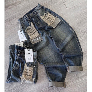Quần Jean Nữ Baggy Thêu KaKa Size Đại, Quần Boy lưng cao bigsize