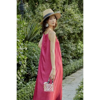 Đầm 2 dây maxi phối nhíu - Everluxe