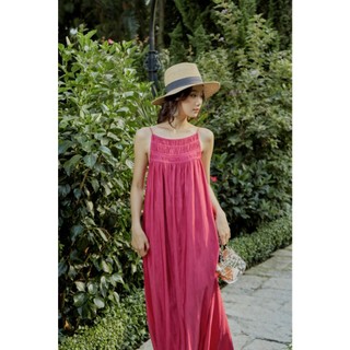 Đầm 2 dây maxi phối nhíu - Everluxe