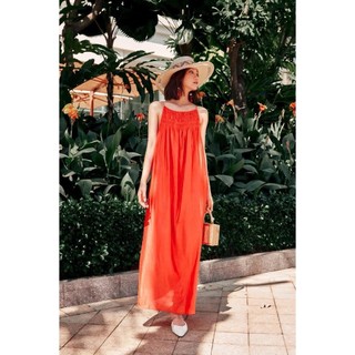 Đầm 2 dây maxi phối nhíu - Everluxe