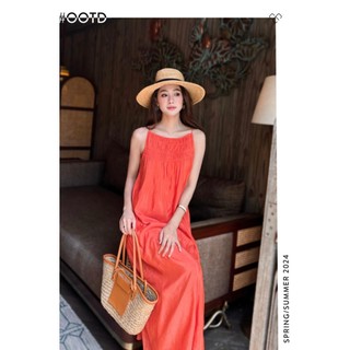 Đầm 2 dây maxi phối nhíu - Everluxe