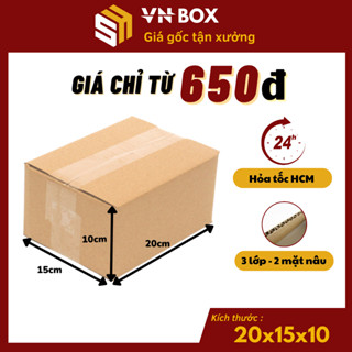 20x15x10 Combo 100 Hộp carton 2 mặt nâu đóng hàng, hộp giấy gói hàng - VN BOX HCM