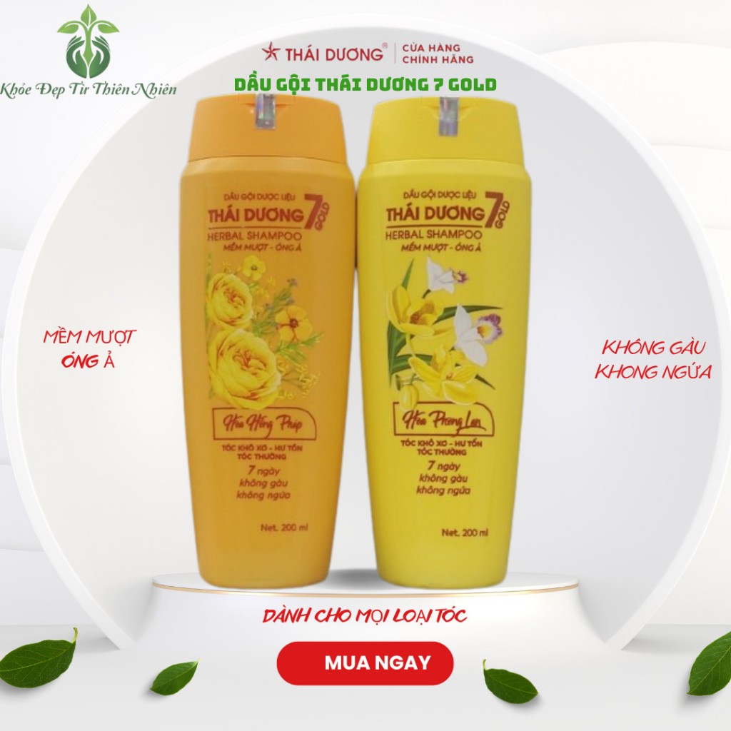 Dầu Gội Dược Liệu Thái Dương 7 Gold Hương Hoa Hồng Pháp,Hương Hoa Phong Lan Giúp Tóc Mềm Mượt, Giảm 