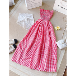 Đầm maxi caro nhúng ngực🌷☀️