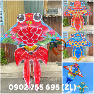 [MUA 1 ĐƯỢC 2] Diều cá vàng 3 đuôi - TẶNG TAY CẦM thả diều 150M DÂY + TÚI VẢI ĐỰNG (diều giá rẻ, diều thả, diều đẹp)
