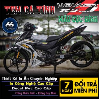 Tem dán xe winner v1 mẫu tem chữ rs chất 2024,tem rời in chất liệu decal trắng cao cấp không bay màu