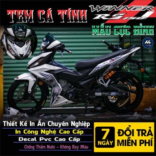 Tem xe winner v1 màu trắng chất2024,tem rời,in decal 3 lớp chống bay màu