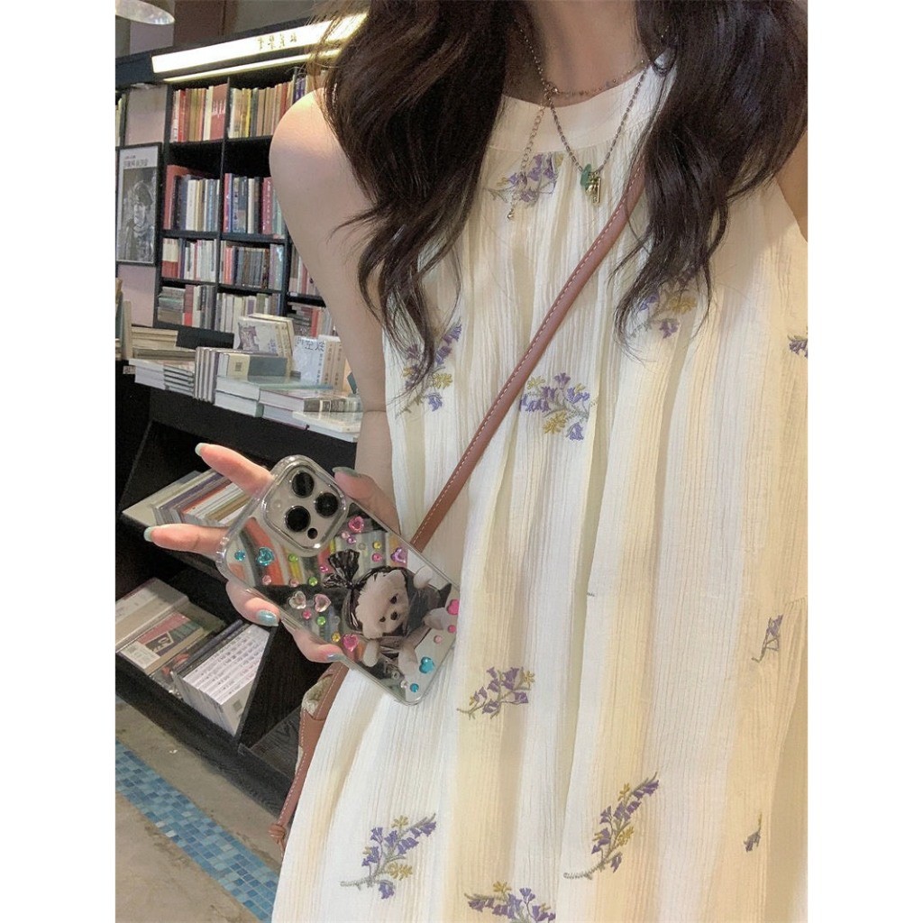 Đầm váy maxi dáng dài babydoll màu trắng thiết kế xoè rộng ba lỗ hàng QCCC tabao xu hướng Hàn HMH SP121 | BigBuy360 - bigbuy360.vn