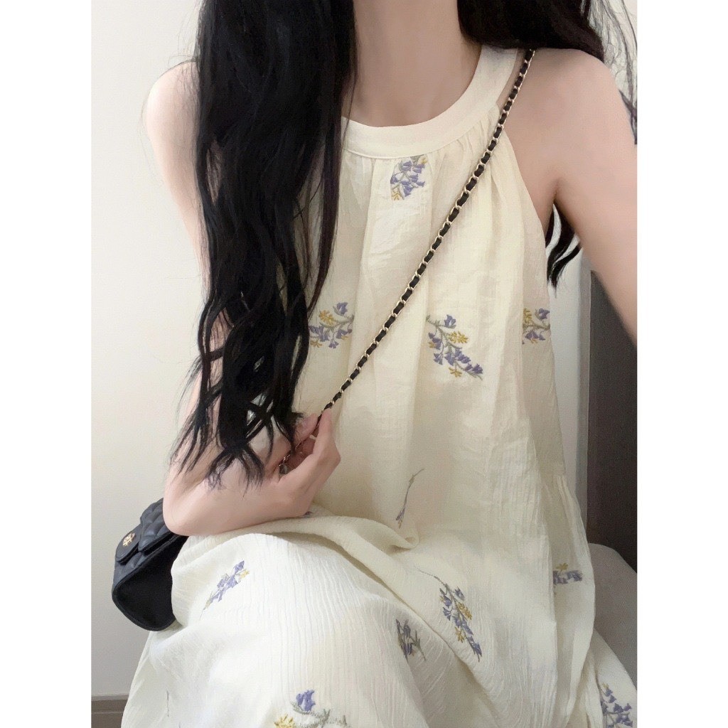 Đầm váy maxi dáng dài babydoll màu trắng thiết kế xoè rộng ba lỗ hàng QCCC tabao xu hướng Hàn HMH SP121 | BigBuy360 - bigbuy360.vn