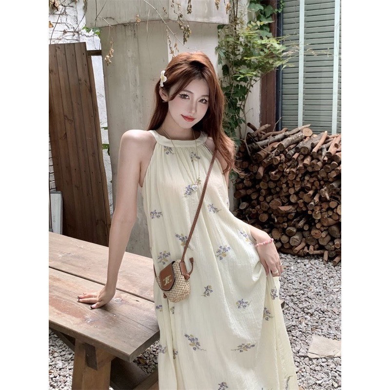 Đầm váy maxi dáng dài babydoll màu trắng thiết kế xoè rộng ba lỗ hàng QCCC tabao xu hướng Hàn HMH SP121 | BigBuy360 - bigbuy360.vn