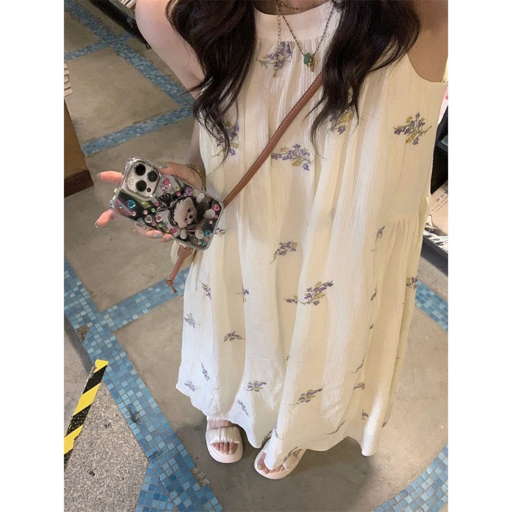 Đầm váy maxi dáng dài babydoll màu trắng thiết kế xoè rộng ba lỗ hàng QCCC tabao xu hướng Hàn HMH SP121 | BigBuy360 - bigbuy360.vn