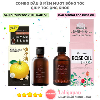 Combo Dầu Dưỡng Tóc Hoa Hồng Rose Oil Botanical và Dầu Dưỡng Cam Quýt Yuzu Hair Oil Nhật Bản
